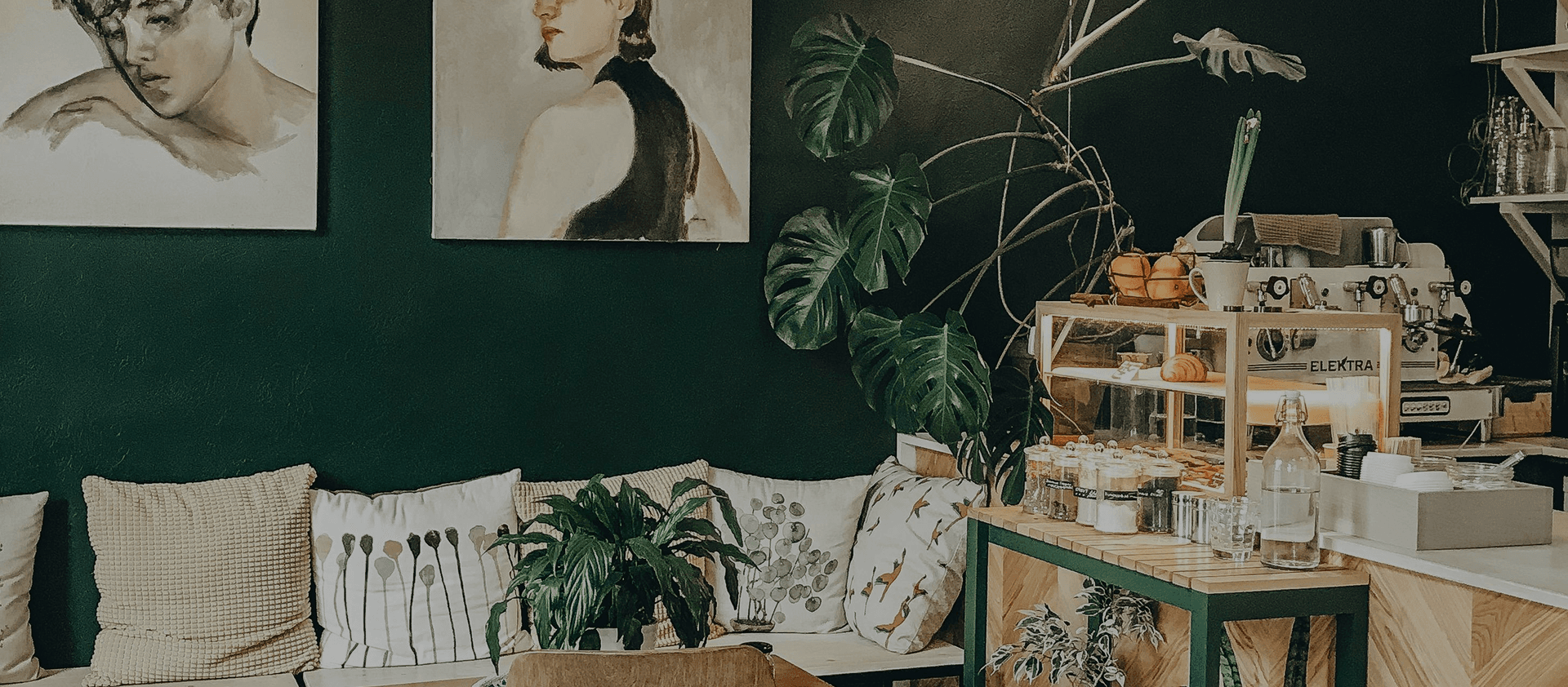 Locus Café interior view with warm lighting and cozy atmosphere